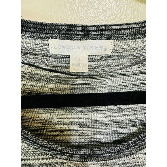 London Times Women's Mottled Gray Ombre Sweater Dress, Size 8 Short Sleeves - Picture 2 of 4